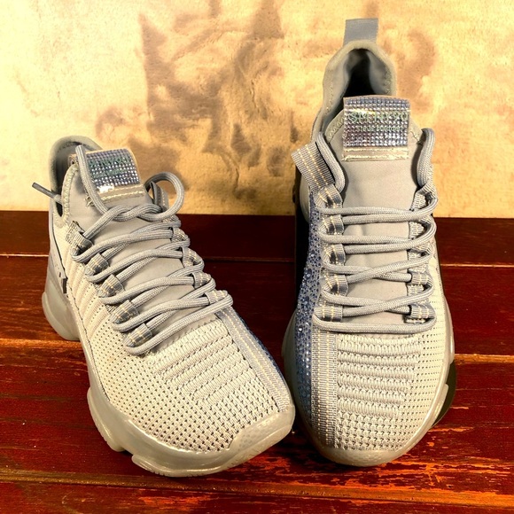 Steve Madden Shoes - Steve Madden Women's Maxima Rhinestone-Trim Trainer Sneakers Blue Size 6